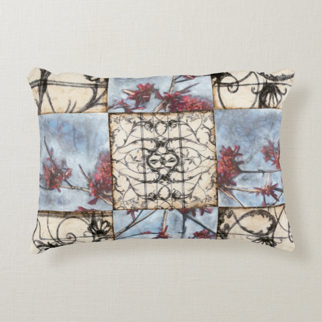 Panelled Abstract Scrollwork Painting Decorative Cushion (Front)