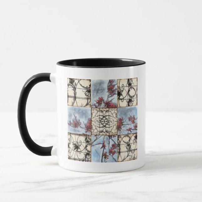 Panelled Abstract Scrollwork Painting Mug (Left)