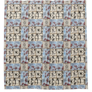 Panelled Abstract Scrollwork Painting Shower Curtain