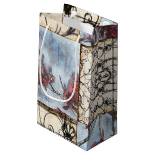 Panelled Abstract Scrollwork Painting Small Gift Bag