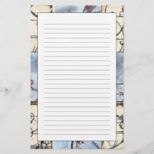 Panelled Abstract Scrollwork Painting Stationery