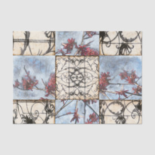 Panelled Abstract Scrollwork Painting Tissue Paper