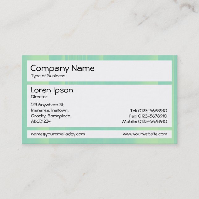 Panels - Glassy bands Shades of Green Business Card (Front)