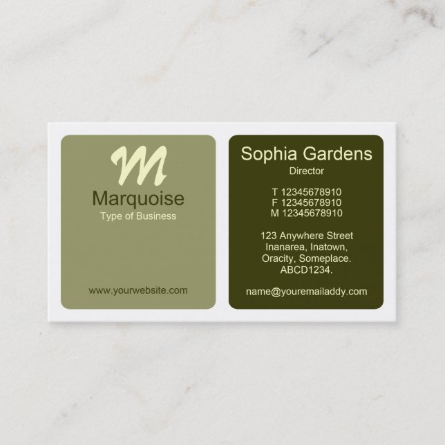 Panels - Green Brown, Khaki, Cream and White Business Card (Front)