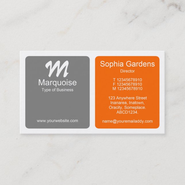 Panels - Grey and Orange Business Card (Front)