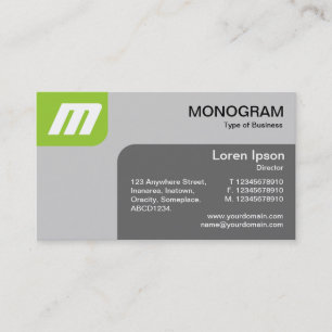 Panels MonoGram - Martian Green and Grey Business Card