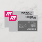 Panels MonoGram - Neon Red and Grey Business Card (Front/Back)