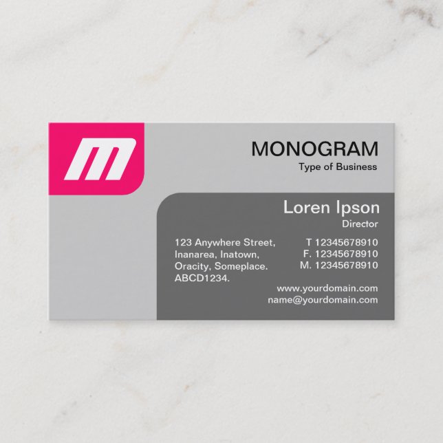 Panels MonoGram - Neon Red and Grey Business Card (Front)