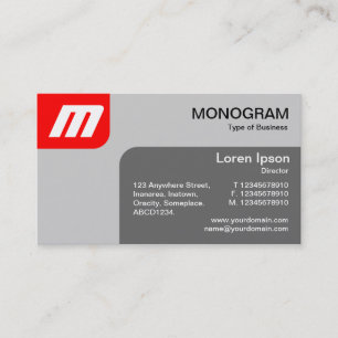 Panels MonoGram - Red and Grey Business Card
