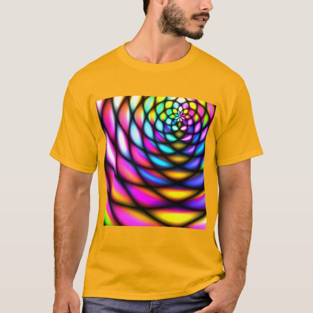 Panels of bright neon glass abstract tunnel concep T-Shirt (Front)