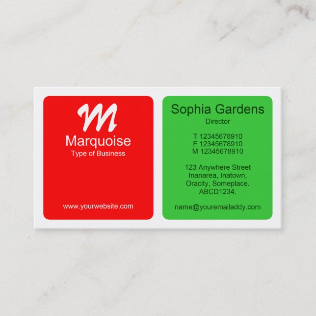Panels - Red with Spring Green Business Card (Front)