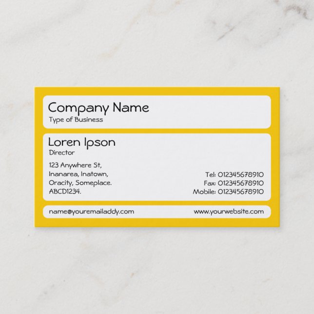 Panels (Rounded) - Amber Business Card (Front)