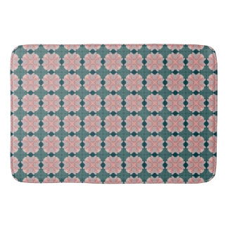 Panels with pink flowers bath mat