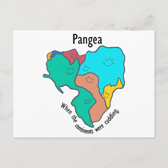 Pangea Continents Cuddling Multicolor Holiday Postcard (Front)