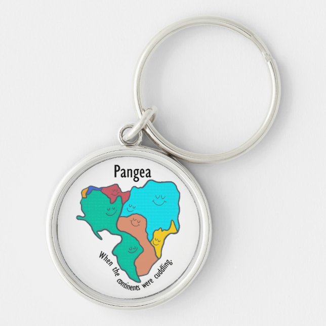 Pangea Continents Cuddling Multicolor Key Ring (Front)