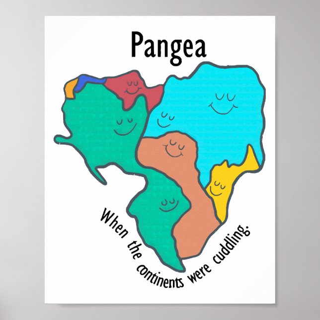 Pangea Continents Cuddling Multicolor Poster (Front)