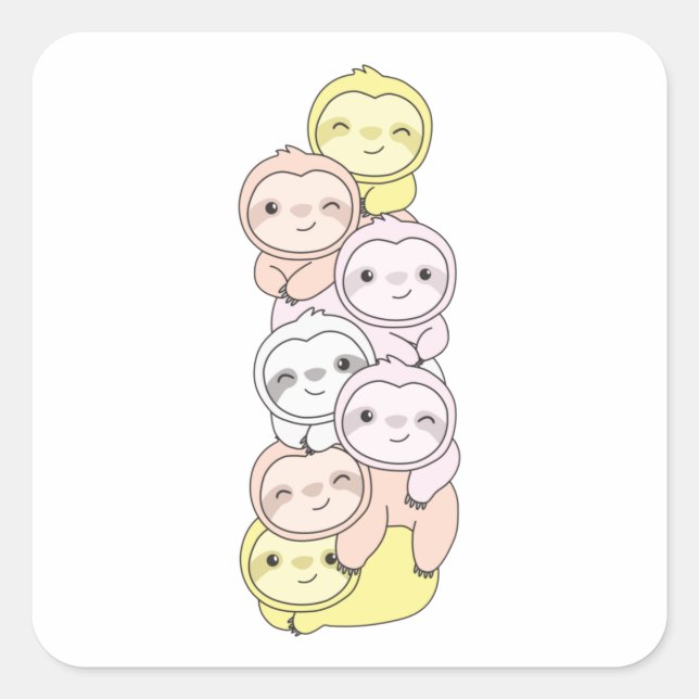 Pangender Flag Pride Lgbtq Cute Sloth Pile Square  Sticker (Front)