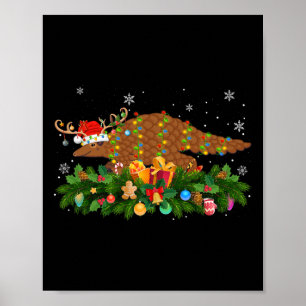 Pangolin Animal Lover Reindeer Santa Hat Pangolin  Poster