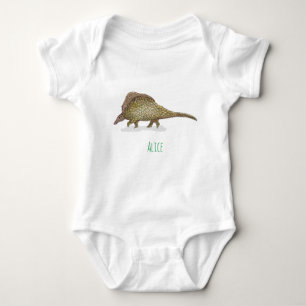 Pangolin baby one-piece bodysuit with baby's name