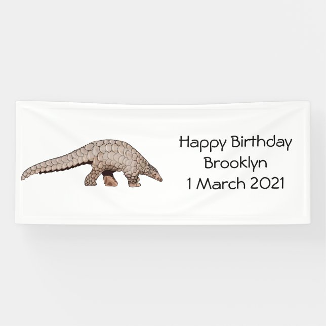 Pangolin cartoon illustration banner (Horizontal)