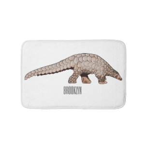 Pangolin cartoon illustration bath mat