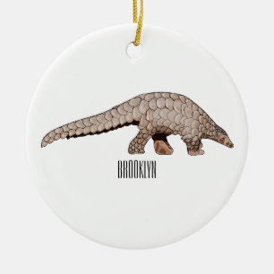 Pangolin cartoon illustration ceramic ornament