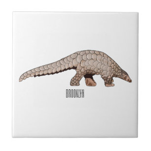 Pangolin cartoon illustration ceramic tile