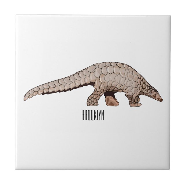 Pangolin cartoon illustration ceramic tile (Front)