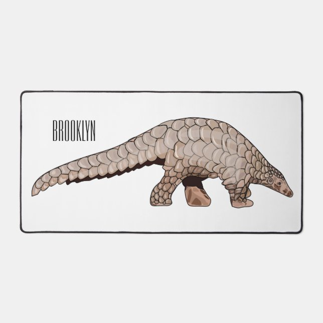 Pangolin cartoon illustration desk mat (Front)