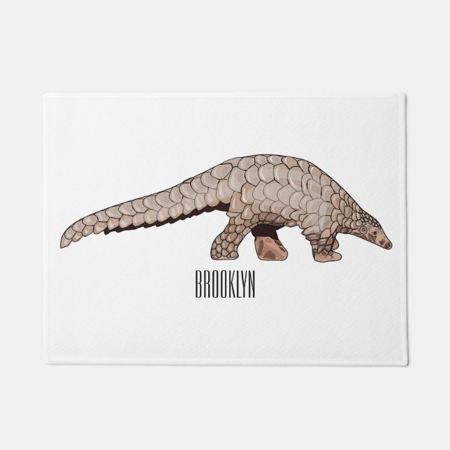 Pangolin cartoon illustration doormat (Front)