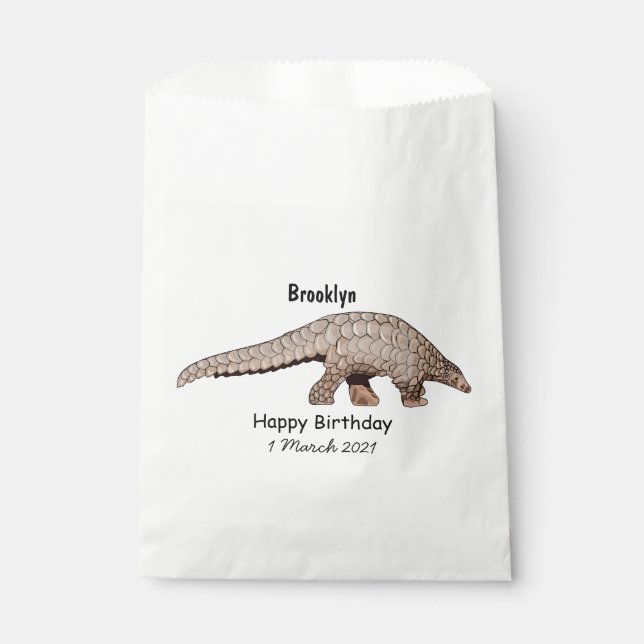 Pangolin cartoon illustration favour bag (Front)