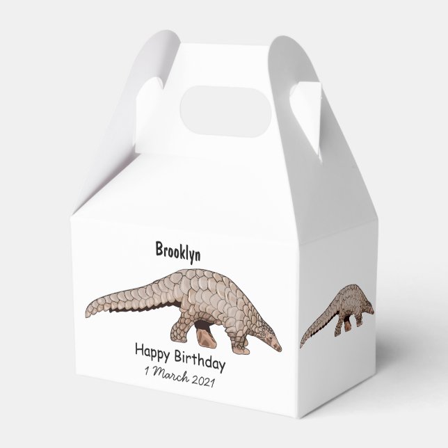 Pangolin cartoon illustration favour box (Front Side)