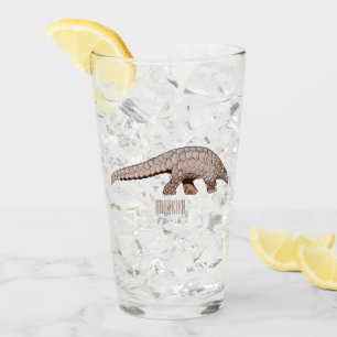 Pangolin cartoon illustration glass