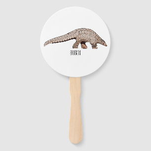 Pangolin cartoon illustration hand fan