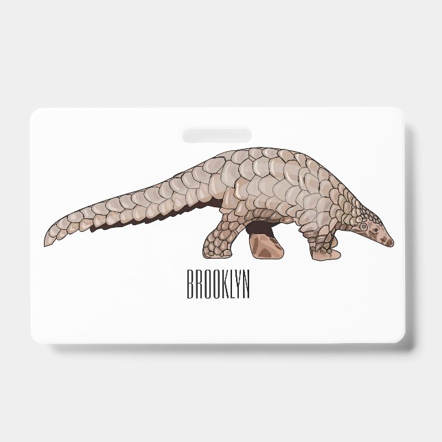 Pangolin cartoon illustration ID badge (Front)