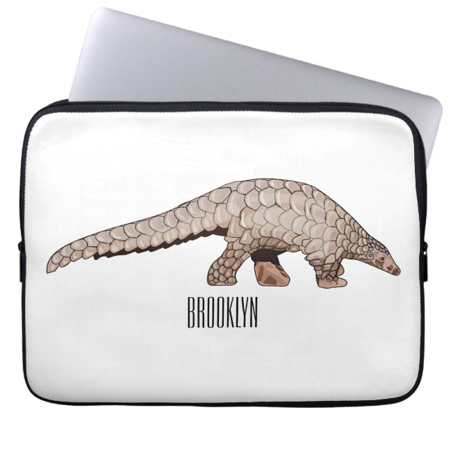 Pangolin cartoon illustration laptop sleeve (Front)
