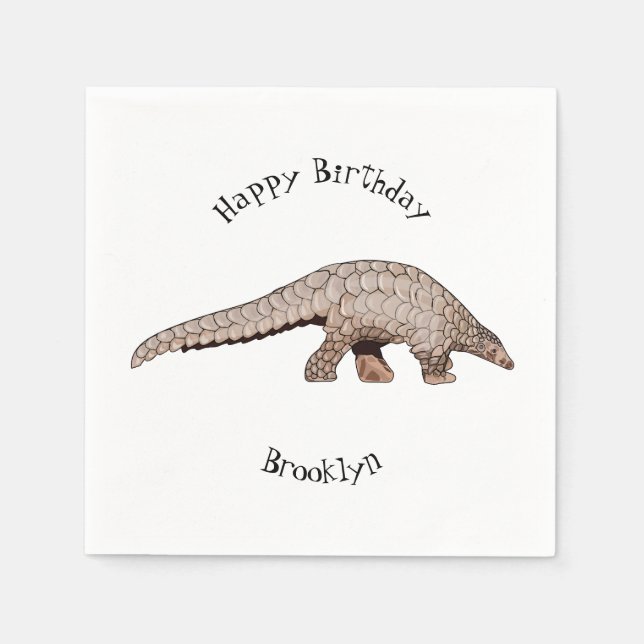 Pangolin cartoon illustration napkin (Front)