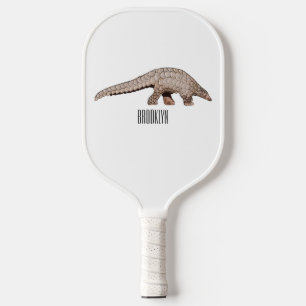 Pangolin cartoon illustration pickleball paddle
