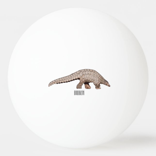 Pangolin cartoon illustration ping pong ball (Front)