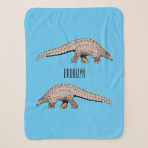 Pangolin cartoon illustration sherpa blanket