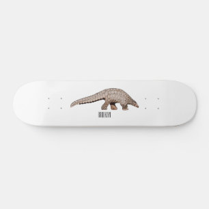 Pangolin cartoon illustration skateboard