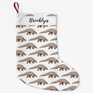 Pangolin cartoon illustration small christmas stocking
