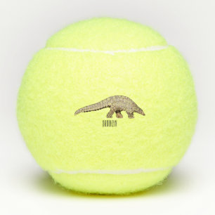 Pangolin cartoon illustration tennis balls