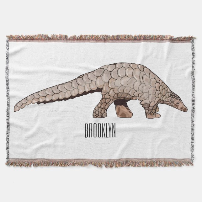Pangolin cartoon illustration throw blanket (Front)