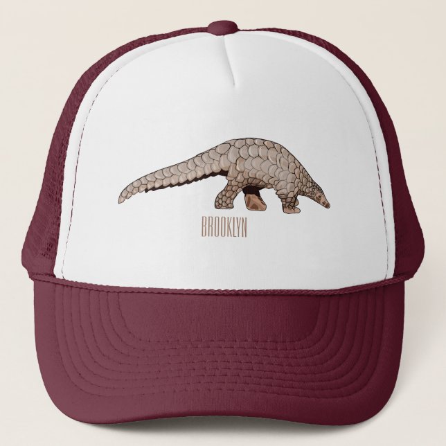 Pangolin cartoon illustration trucker hat (Front)