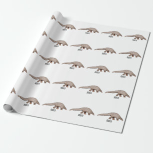 Pangolin cartoon illustration wrapping paper