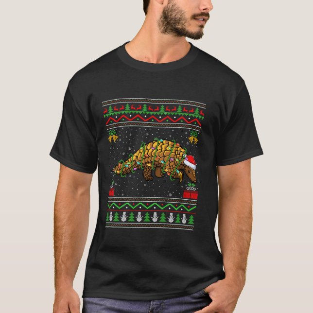 Pangolin Christmas Lights Santa Ugly Sweater Xmas (Front)