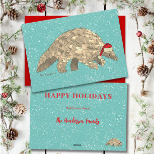 Pangolin Cute Xmas Endangered Species Holiday Card