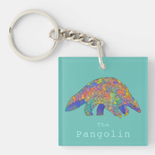 Pangolin Endangered Animal Rights Green Add Name Key Ring