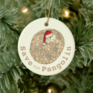 Pangolin Festive Endangered Animal  Ceramic Ornament